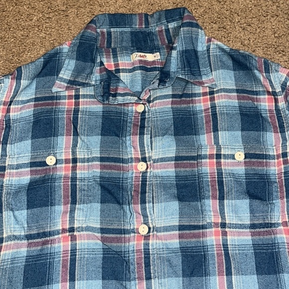 Faherty Seasons Workshirt Long Sleeve Button Up Light Indigo Sand Plaid Medium - Picture 5 of 9